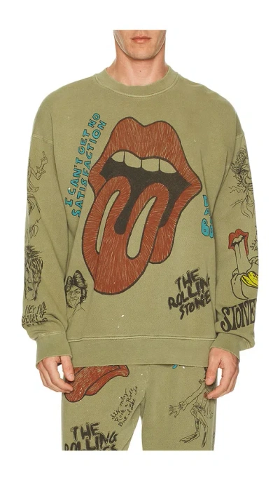 Madeworn Rolling Stones Sketch Classic Crew Sweatshirt In Brown