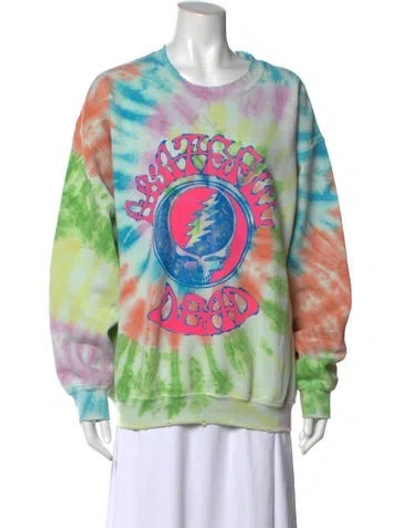 Pre-owned Madeworn Tie-dye Print Crew Neck Sweatshirt In Blue