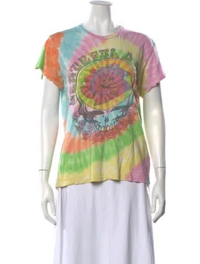 Pre-owned Madeworn Tie-dye Print Crew Neck T-shirt In Yellow