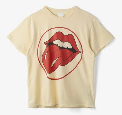 Madeworn Unisex Rolling Stones Crop Tee In Yellow In Neutral