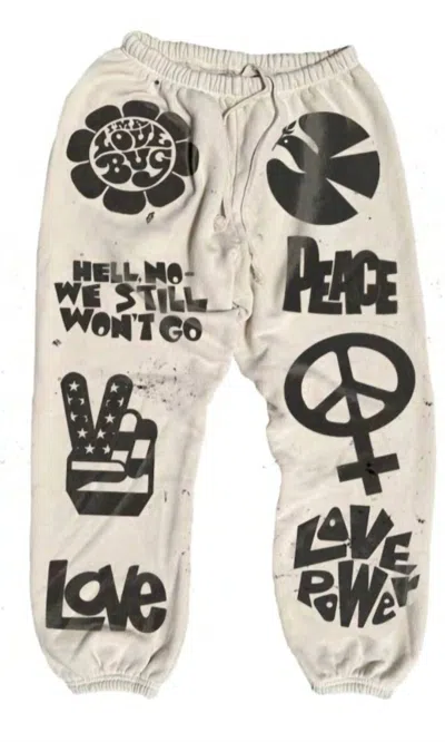 Madeworn Unisex Ultimate Trip Hand Painted Sweatpant In Pearled Ivory In White