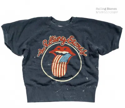 Madeworn Unsiex Rolling Stones Short Sleeve Sweatshirt In Navy Bandana In Blue