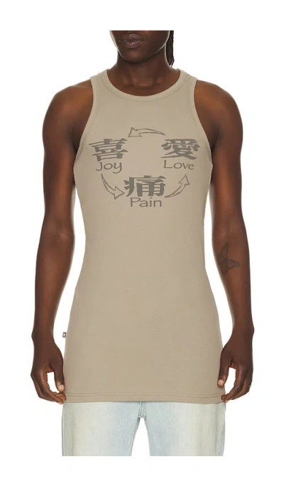 Madfrenzy Joy Love Pain Tank Top In Gray