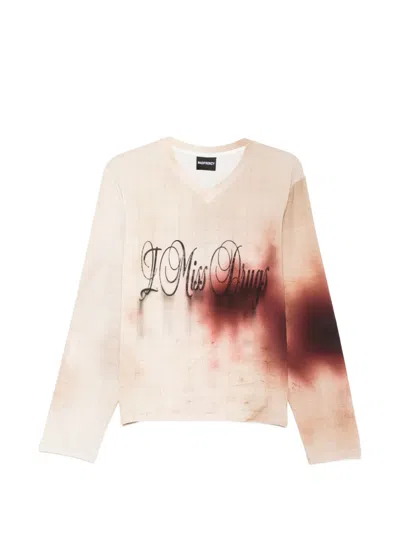 Madfrenzy Miss V-neck Top In Neutral