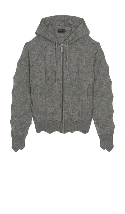 Madfrenzy Spiked Zip Up Hoodie In Gray