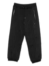 Madfrenzy Striped Zip-pocket Track Pants In Black