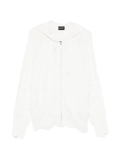 Madfrenzy Zip-up Hoodie In White