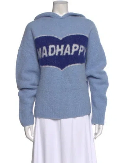 Pre-owned Madhappy Alpaca Graphic Print Hoodie In Gray