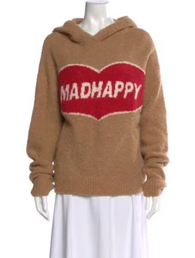 Pre-owned Madhappy Baby Alpaca Graphic Print Sweater In Brown