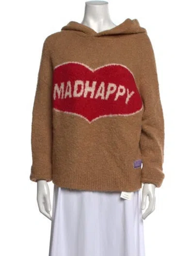 Pre-owned Madhappy Baby Alpaca Graphic Print Sweater In Brown