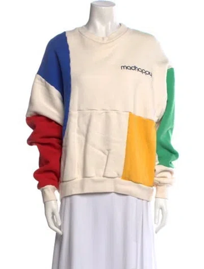Pre-owned Madhappy Colorblock Pattern Crew Neck Sweatshirt In White