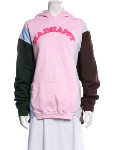 Pre-owned Madhappy Colorblock Pattern V-neck Hoodie In Pink