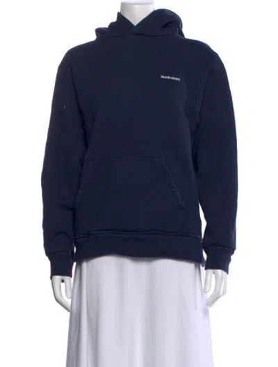 Pre-owned Madhappy Crew Neck Long Sleeve Hoodie In Blue