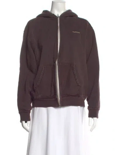 Pre-owned Madhappy Crew Neck Long Sleeve Hoodie In Brown