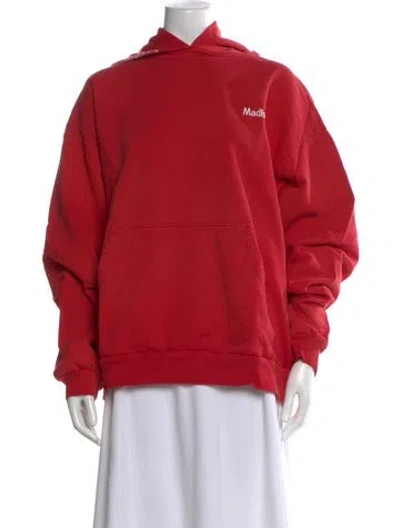 Pre-owned Madhappy Crew Neck Long Sleeve Hoodie In Red