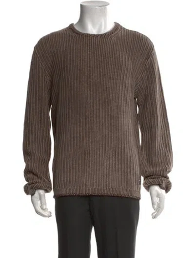 Pre-owned Madhappy Crew Neck Long Sleeve Pullover In Brown