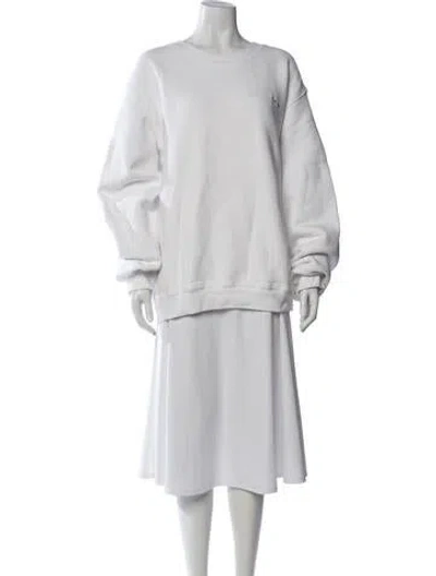 Pre-owned Madhappy Crew Neck Long Sleeve Sweatshirt In White