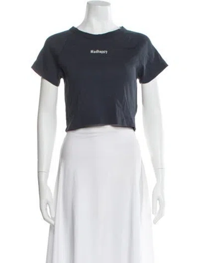 Pre-owned Madhappy Crew Neck Short Sleeve Crop Top In Blue