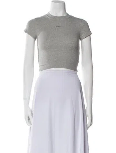 Pre-owned Madhappy Crew Neck Short Sleeve Crop Top In Gray
