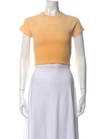 Pre-owned Madhappy Crew Neck Short Sleeve Crop Top W/ Tags In Yellow