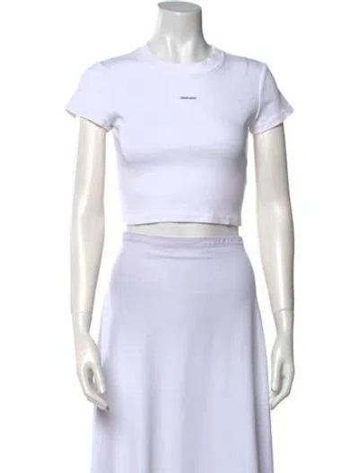 Pre-owned Madhappy Crew Neck Short Sleeve Crop Top In White