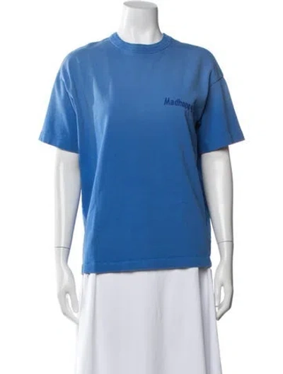 Pre-owned Madhappy Crew Neck Short Sleeve T-shirt In Blue