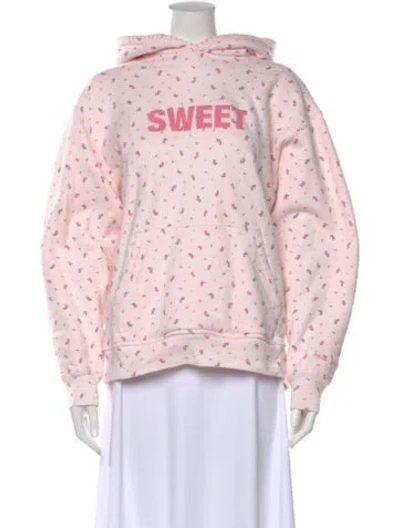 Pre-owned Madhappy Floral Print Crew Neck Hoodie In Pink
