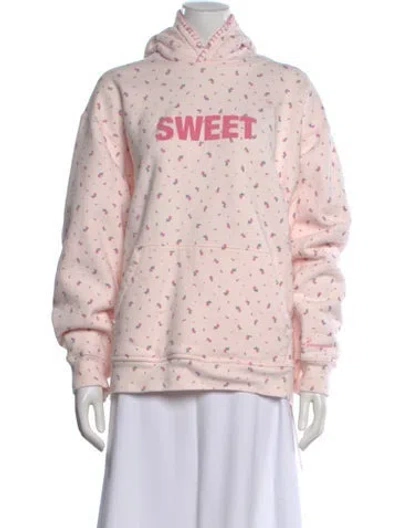 Pre-owned Madhappy Floral Print Crew Neck Hoodie In Pink
