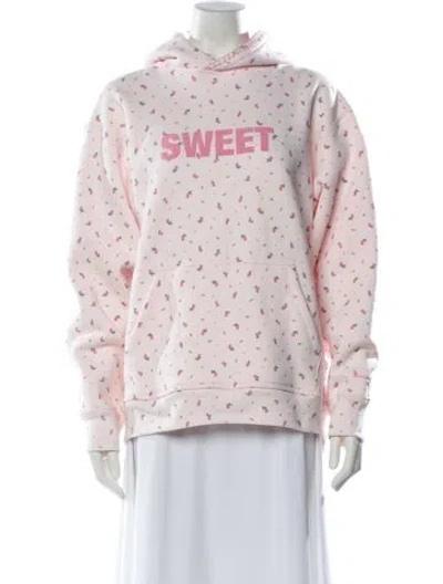 Pre-owned Madhappy Floral Print Mock Neck Sweater In Pink