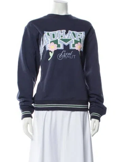 Pre-owned Madhappy Graphic Print Bomber Jacket In Blue