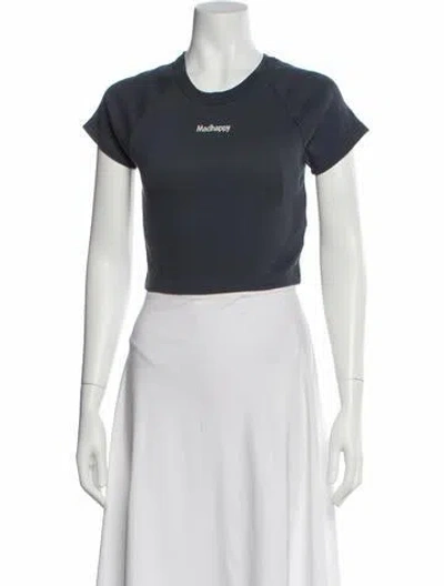 Pre-owned Madhappy Graphic Print Crew Neck Crop Top In Black