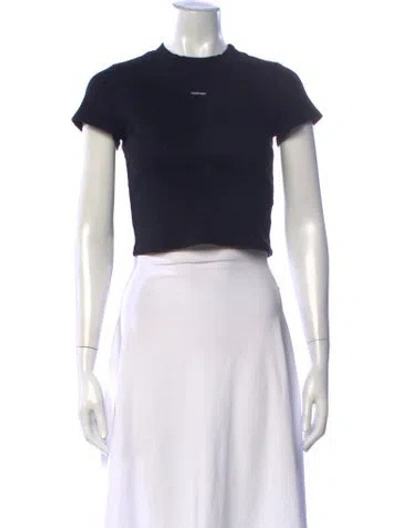 Pre-owned Madhappy Graphic Print Crew Neck Crop Top In Black