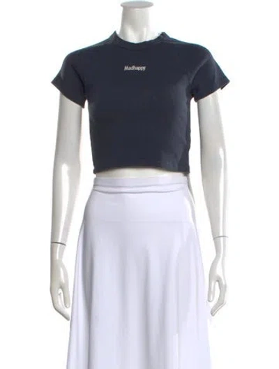 Pre-owned Madhappy Graphic Print Crew Neck Crop Top In Gray