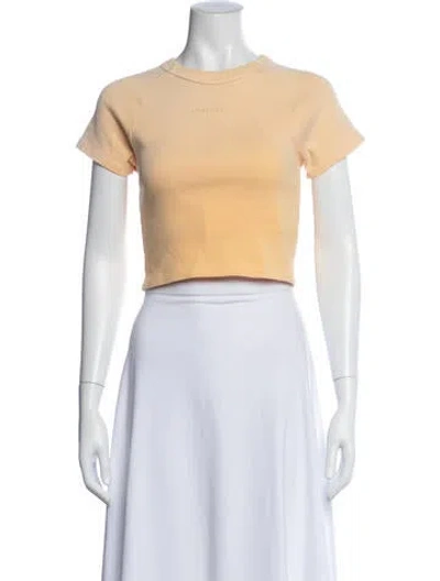 Pre-owned Madhappy Graphic Print Crew Neck Crop Top In White