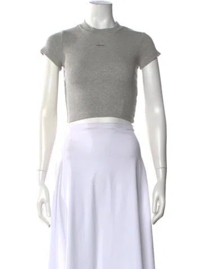 Pre-owned Madhappy Graphic Print Crew Neck Crop Top In White