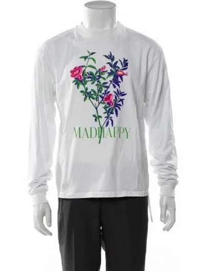 Pre-owned Madhappy Graphic Print Crew Neck Henley In White