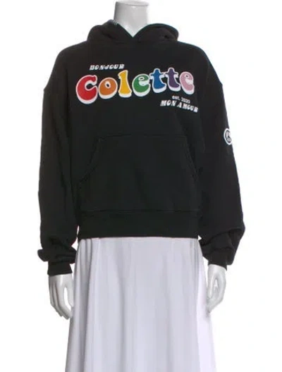 Pre-owned Madhappy Graphic Print Crew Neck Hoodie In Black