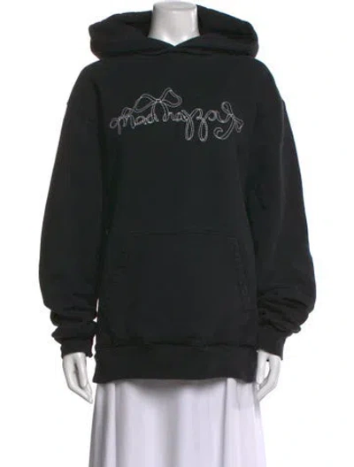 Pre-owned Madhappy Graphic Print Crew Neck Hoodie In Black
