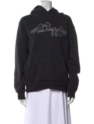 Pre-owned Madhappy Graphic Print Crew Neck Hoodie In Black