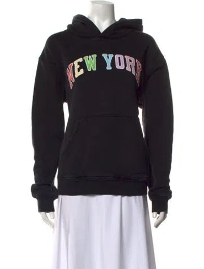 Pre-owned Madhappy Graphic Print Crew Neck Hoodie In Black