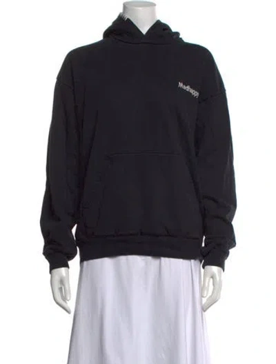 Pre-owned Madhappy Graphic Print Crew Neck Hoodie In Black