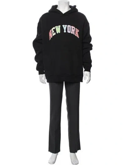Pre-owned Madhappy Graphic Print Crew Neck Hoodie In Black