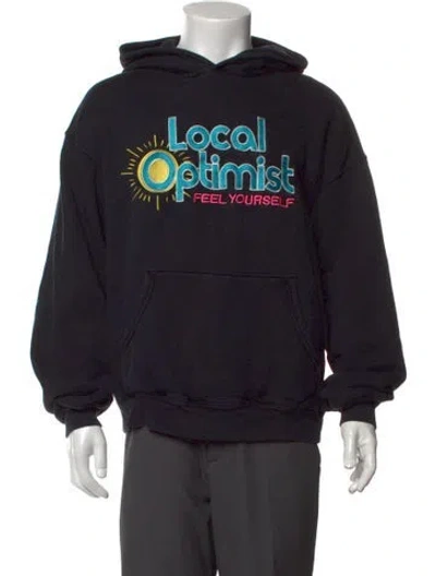 Pre-owned Madhappy Graphic Print Crew Neck Hoodie In Black/orange/red