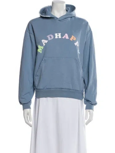 Pre-owned Madhappy Graphic Print Crew Neck Hoodie In Blue