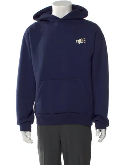 Pre-owned Madhappy Graphic Print Crew Neck Hoodie In Blue