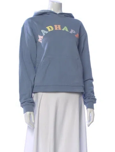 Pre-owned Madhappy Graphic Print Crew Neck Hoodie In Blue