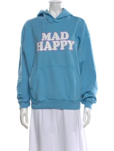 Pre-owned Madhappy Graphic Print Crew Neck Hoodie In Blue