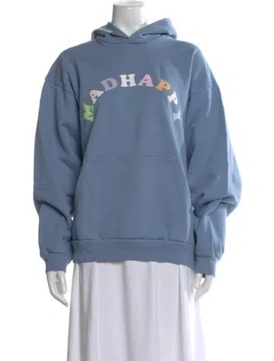 Pre-owned Madhappy Graphic Print Crew Neck Hoodie In Blue