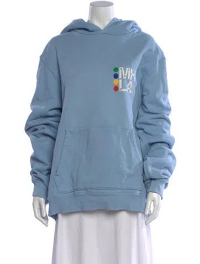 Pre-owned Madhappy Graphic Print Crew Neck Hoodie In Blue