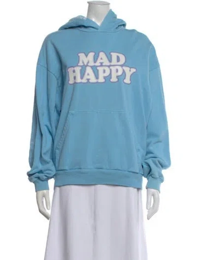 Pre-owned Madhappy Graphic Print Crew Neck Hoodie In Blue
